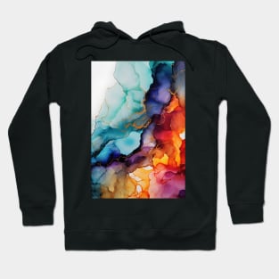 Flame and Frost - Abstract Alcohol Ink Art Hoodie